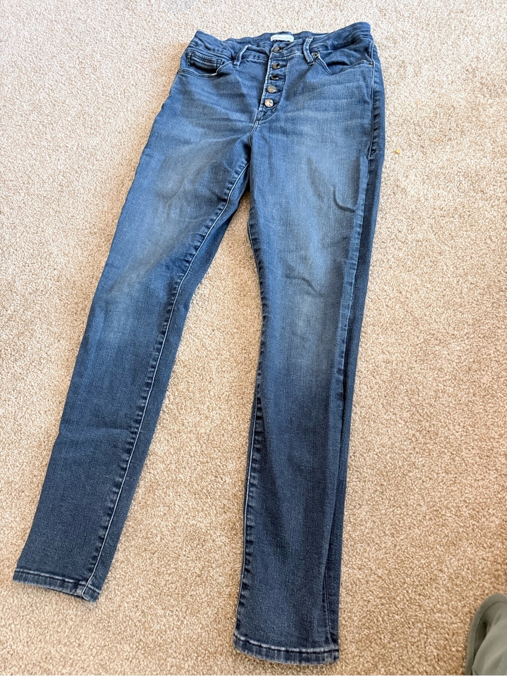 Good American Skinny Button-Fly Dark Blue Jeans